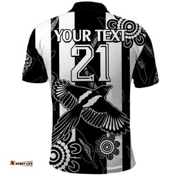 Custom Text And Number Collingwood Football Polo Shirt Proud To Be Magpies Aboriginal Version