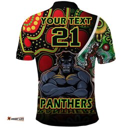 Custom Personalised Penrith Panthers Polo Shirt Strong Panthers Legend With Special Aboriginal Style Amazing Aussie