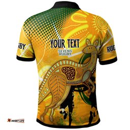 Australia National Rugby Sevens Team Polo Shirt - Custom Autralia 7s Team Rugby Championship with Aboriginal Player And Number Polo Shirt Amazing Aussie