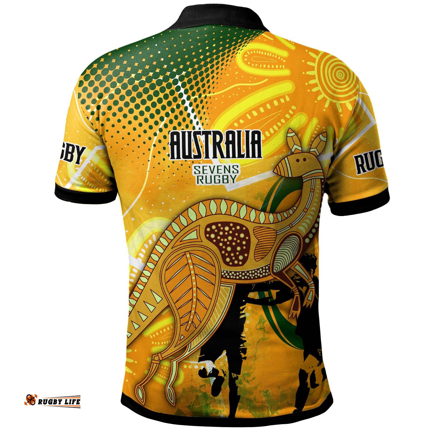 Australia National Rugby Sevens Team Polo Shirt - Custom Autralia 7s Team Rugby Championship with Aboriginal Player And Number Polo Shirt Amazing Aussie