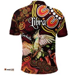 Australian Astrology Polo Shirt Libra Cockatoo Glider Zodiac Aboriginal Vibes - Red Amazing Aussie