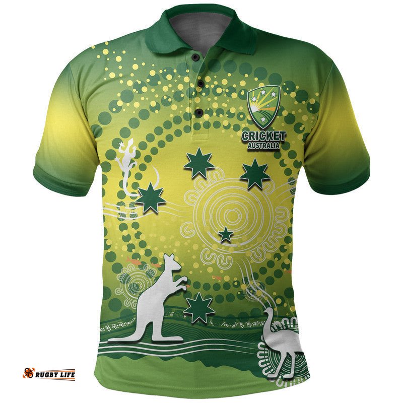Custom Personalised And Number Cricket Australia Polo shirt Cricket Aboriginal Vibe Amazing Aussie