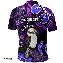Australian Astrology Polo Shirt Sagittarius Kookaburra Zodiac Aboriginal Vibes - Purple Amazing Aussie