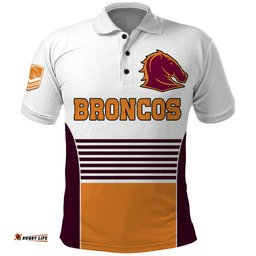 Custom Text And Number 2023 Brisbane Broncos NRL Polo Shirt No2