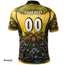 Australian Rugby Sevens Men's Squad Polo Shirt - Custom Australia Coat Of Arms Aboriginal Culture Personalised Player And Number Polo Shirt Amazing Aussie