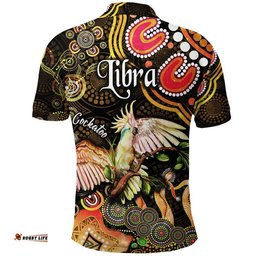 Australian Astrology Polo Shirt Libra Cockatoo Glider Zodiac Aboriginal Vibes - Gold Amazing Aussie