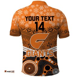 Custom Giants Football Christmas Polo Shirt Merry Xmas 2023 Mix Aboriginal Art