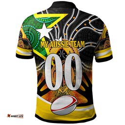 Kangaroos Rugby Polo Shirt - Custom Kangraroo Australian Rugby League GO THE ROOS! Indigenous Player And Number Polo Shirt Amazing Aussie