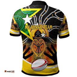 Kangaroos Rugby Polo Shirt - Custom Kangraroo Australian Rugby League GO THE ROOS! Indigenous Player And Number Polo Shirt Amazing Aussie
