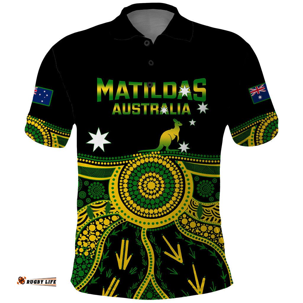 Personalised Australia Soccer Polo Shirt Aboriginal Go Matildas 2023 World Cup