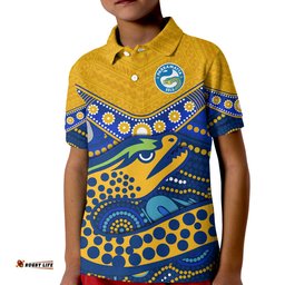 Custom Text and Number Eels Rugby Polo Shirt Aboriginal and Polynesia Parramatta Amazing Aussie
