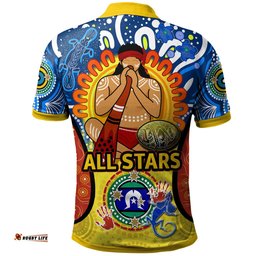 Indigenous All Stars Rugby League Polo Shirt - Custom Indigenous Dreamtime Team With Didgeridoo And Aboriginal Flag Polo Shirt Amazing Aussie