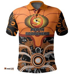 Custom Personalised And Number Perth Scorchers Polo shirt Cricket Dot Aboriginal Amazing Aussie