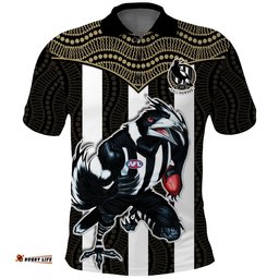 Magpies Football Polo Shirt Collingwood 1892 Indigenous Sporty Style Amazing Aussie