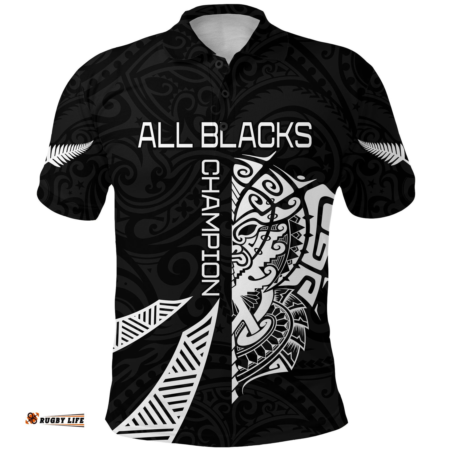 New Zealand Rugby Polo Shirt Haka All Black mix Ta Moko Amazing Aussie