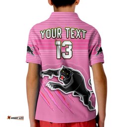 Custom Text and Number Panthers Proud Polo Shirt Back to Back Premiers 2022 Version Pink Amazing Aussie