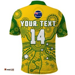 Custom Text And Number Cricket Australia Polo Shirt Aussie 2022 Indigenous Special Version Amazing Aussie