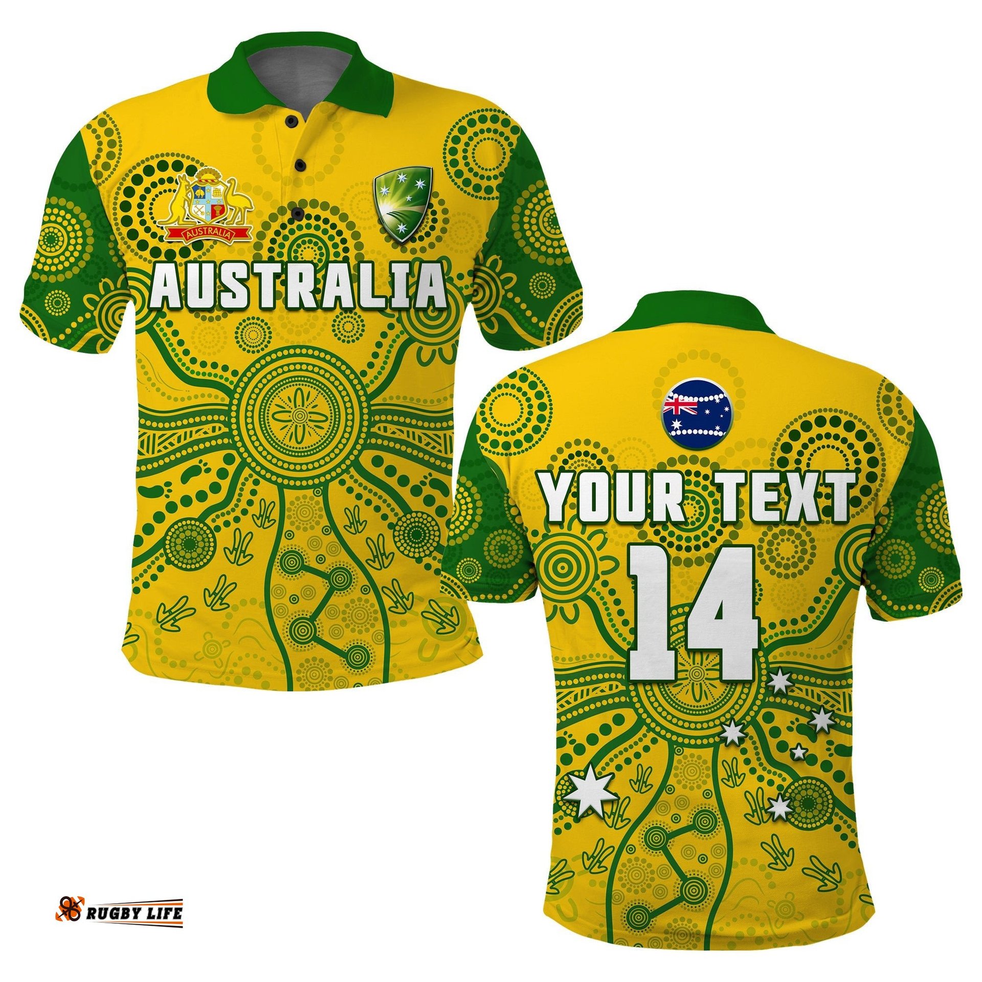 Custom Text And Number Cricket Australia Polo Shirt Aussie 2022 Indigenous Special Version Amazing Aussie