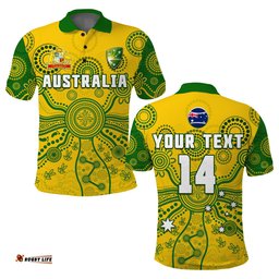 Custom Text And Number Cricket Australia Polo Shirt Aussie 2022 Indigenous Special Version Amazing Aussie