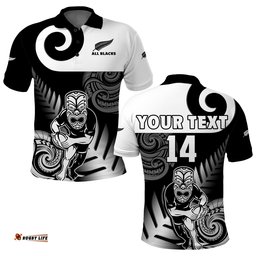 Custom Text And Number New Zealand Silver Fern Rugby Polo Shirt All Black Maori Koru Amazing Aussie