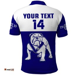 Custom Text And Number Bulldogs Rugby 2023 Polo Shirt Canterbury Bankstown Go Dogs