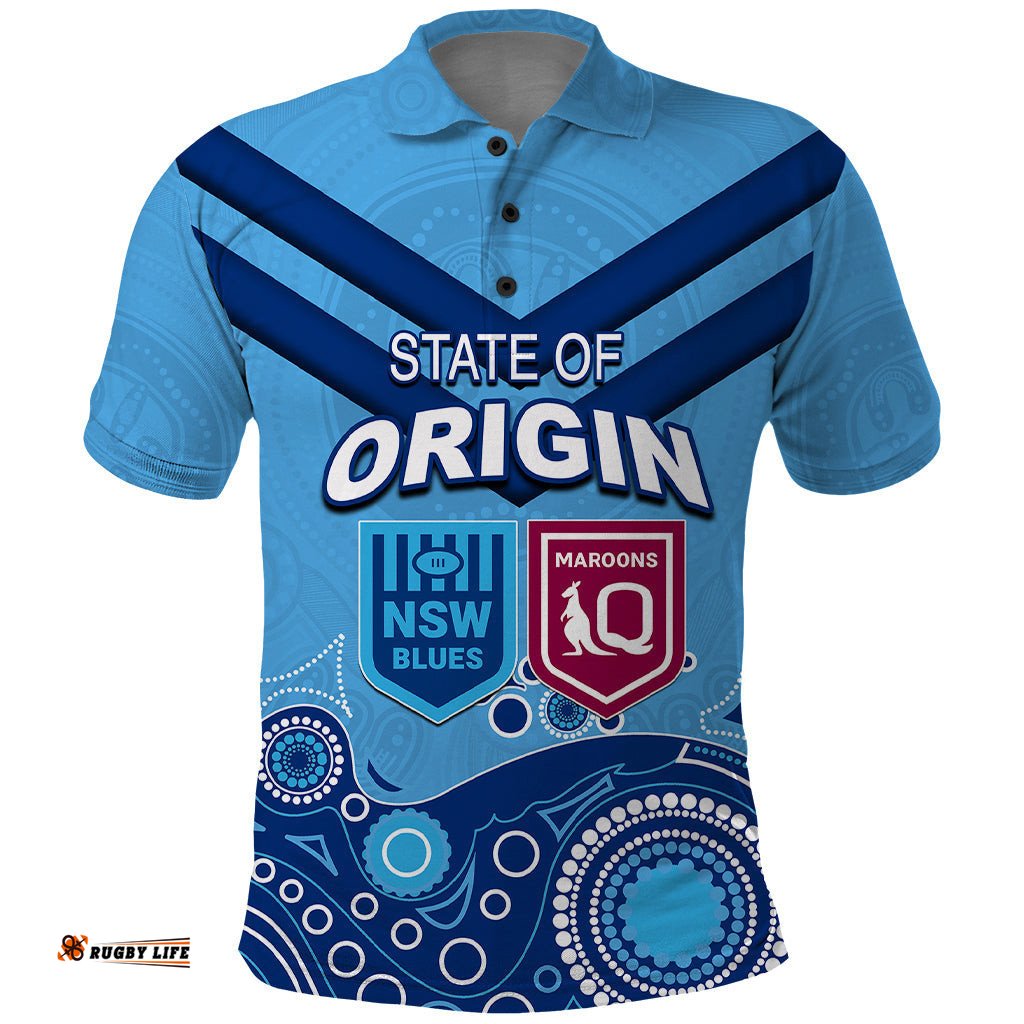 Custom State of Origin NSW Blues Vs QLD Maroon Rugby Polo Shirt Blue Style
