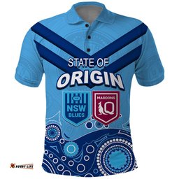 Custom State of Origin NSW Blues Vs QLD Maroon Rugby Polo Shirt Blue Style