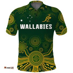 Custom Text And Number Australia 2022 Rugby Polo Shirt Wallabies Aboriginal Style Amazing Aussie