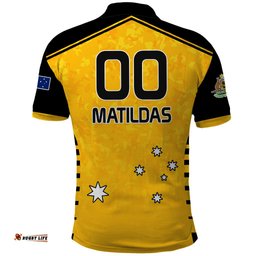 Custom Australia Soccer Polo Shirt Matildas 2023 Socceroos Black Vibe