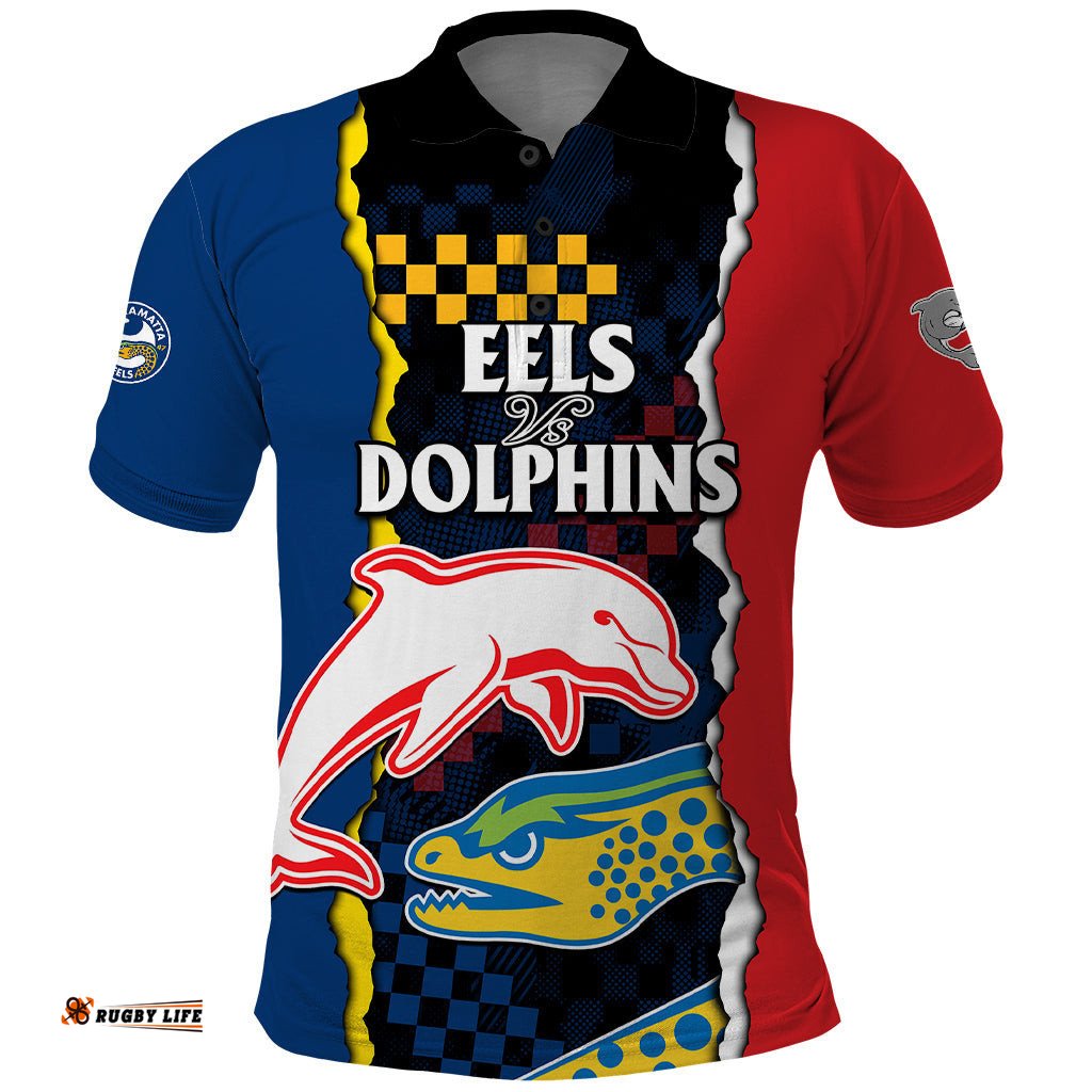 NRL Combine Dolphins and Parra Eels Polo Shirt Simple Style