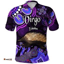 Australian Astrology Polo Shirt Virgo Echidna Zodiac Aboriginal Vibes - Purple Amazing Aussie