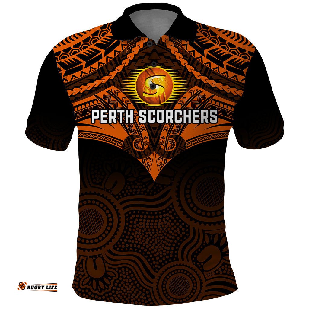 Perth Scorchers Cricket Polo Shirt 2023 Unique Indigenous Art Mix Polynesian Pattern