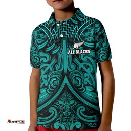 Custom Text and Number New Zealand Silver Fern Rugby Polo Shirt All Black Turquoise NZ Maori Pattern Amazing Aussie