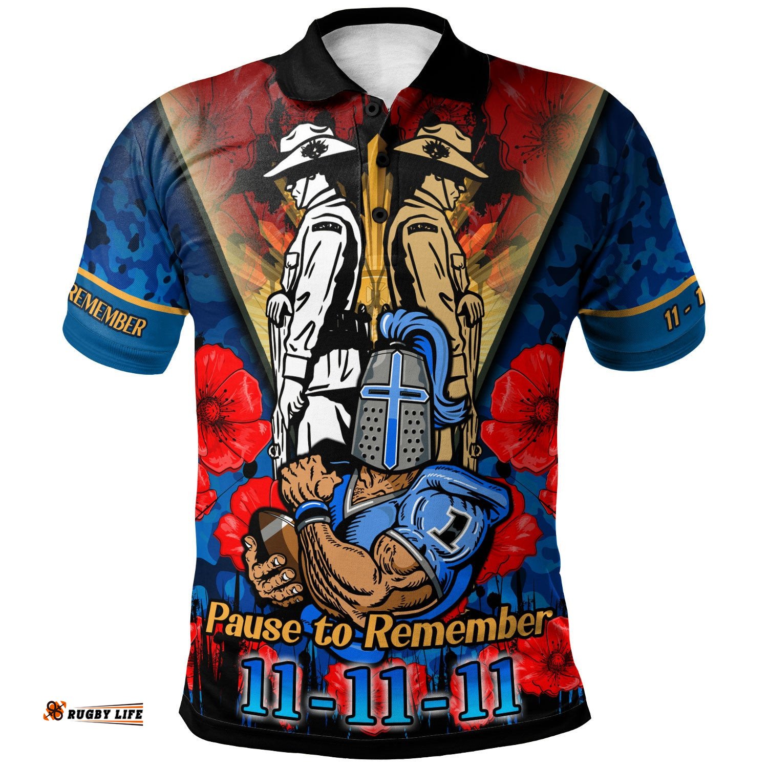 Titans Rugby Polo Shirt - Custom Remembrance Day PAUSE TO REMEMBER Polo Shirt Amazing Aussie