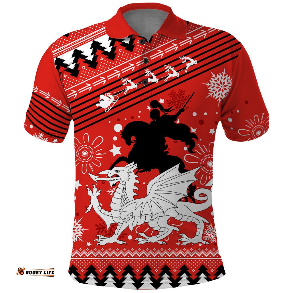 Custom Dragons Rugby Polo Shirt Chirstmas Vibe 2023