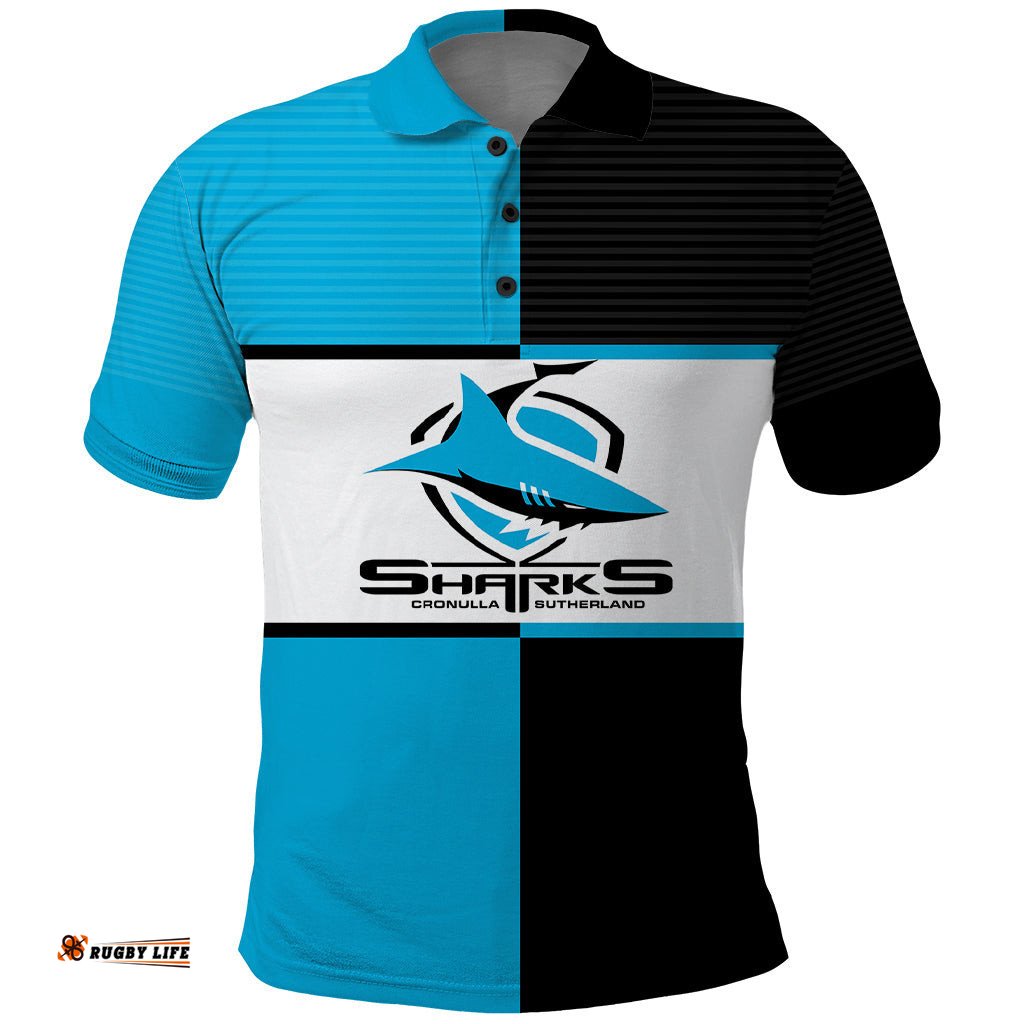 Custom Text And Number NRL Sharks Polo Shirt Mix Jersey