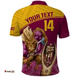 Custom Brisbane Broncos Rugby Polo Shirt Go Champions 2023 Mascot With Polynesian Indigenous Art