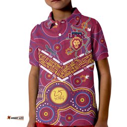 Custom Text And Number Brisbane Football Polo Shirt Indigenous Pattern Go Lions Unique Version Amazing Aussie