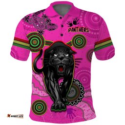 Custom Text and Number Panthers Polo Shirt Aboriginal with Lizard Amazing Aussie