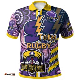 Storm Rugby Polo Shirt - Custom Storm Rugby Ball Aboriginal Indigenous Sport Style Polo Shirt Amazing Aussie