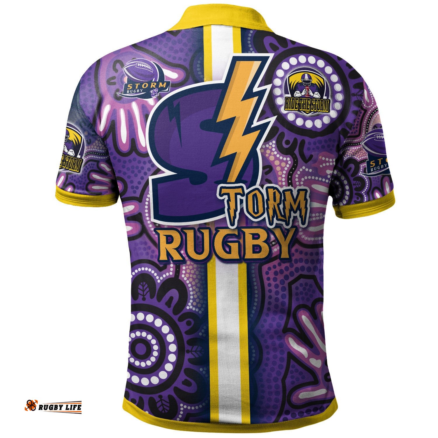 Storm Rugby Polo Shirt - Custom Storm Rugby Ball Aboriginal Indigenous Sport Style Polo Shirt Amazing Aussie