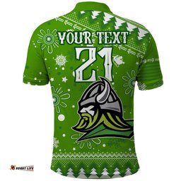 Custom Raiders Rugby Polo Shirt The Mighty Green Machine 2023 Christmas Vibe