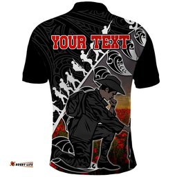 Custom Personalised Aotearoa ANZAC Day Polo Shirt Maori Fern With Poppy Vibe Amazing Aussie