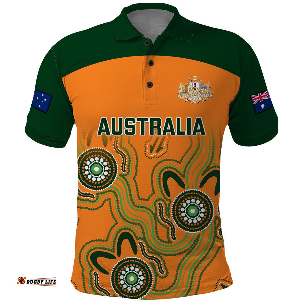 Australia Rugby Polo Shirt Wallabies 2023 Indigenous Art