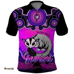 Personalised Australia Gemini Sugar Gilder Zodiac Polo Shirt Auz Astrology Aboriginal - Magenta