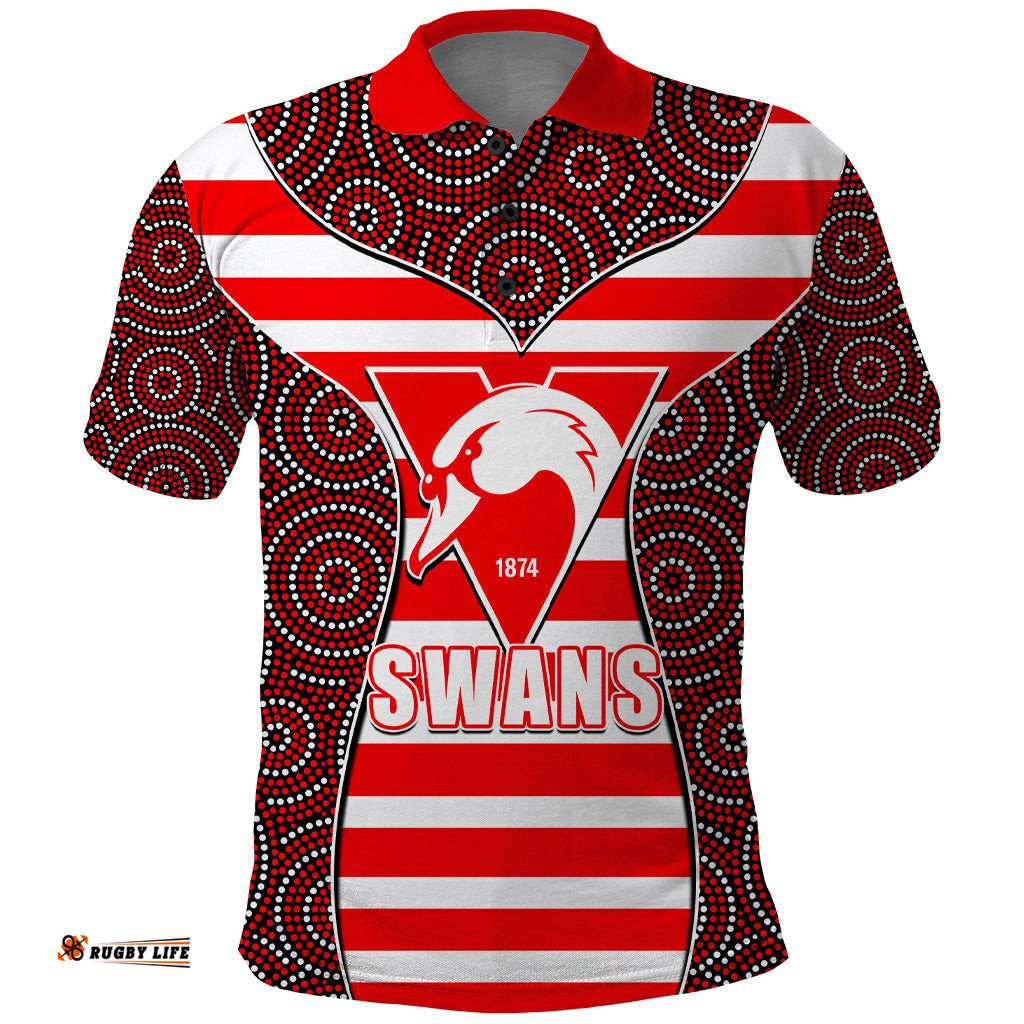 AFL - Swans Polo Shirt Mix Dot Aboriginal