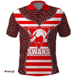 AFL - Swans Polo Shirt Mix Dot Aboriginal