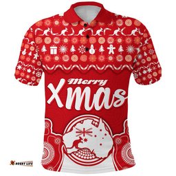 Custom Personalised Australia Christmas Vibe With Symbol Aboriginal Dot Painting Style Polo Shirt  Amazing Aussie