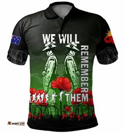 Australia Anzac Day Polo Shirt - Anzac Day Soldier We Will Remember Them Polo Shirt Green Amazing Aussie