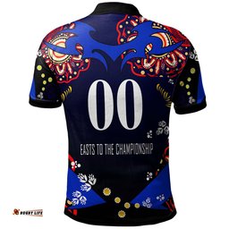 Roosters Rugby Polo Shirt - Custom Personalised Roosters "Easts To The Championship" Aboriginal Player And Number Polo Shirt Amazing Aussie